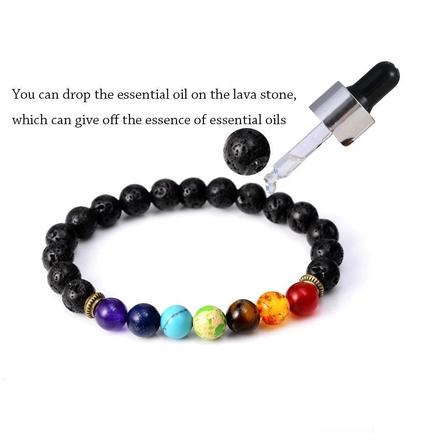 Natural Lava Stone 7 Chakra Bracelet