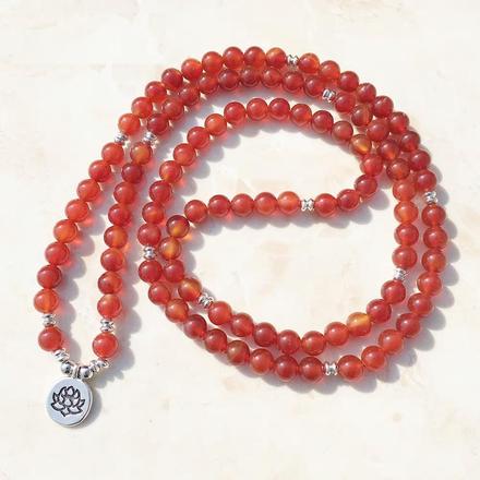 Natural Carnelian Lotus Mala