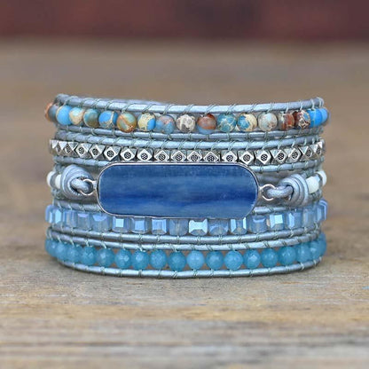 Tranquil Blue Chalcedony Wrap Bracelet