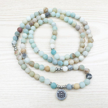 Natural Amazonite Lotus Mala