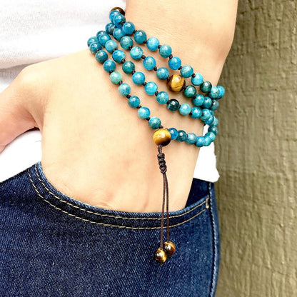 Natural Blue Aventurine Knotted Mala