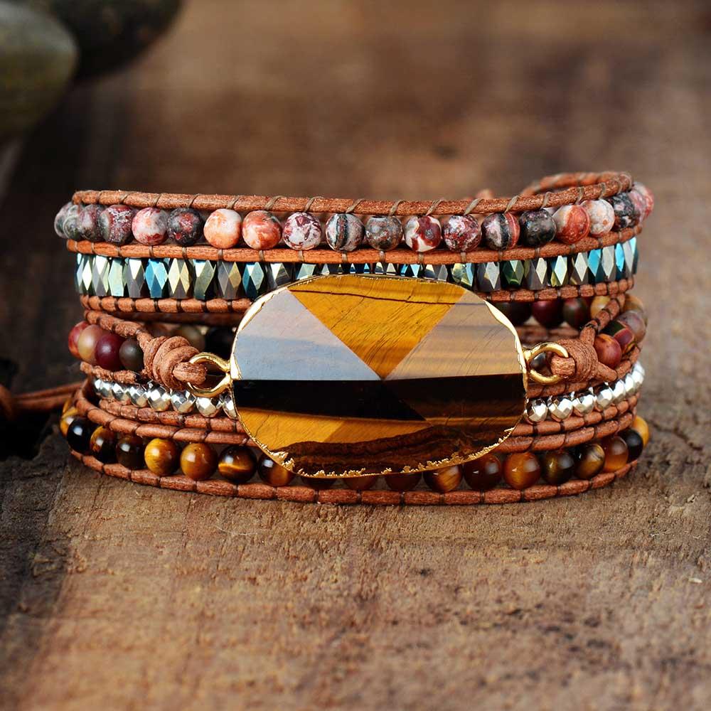 Motivation Tiger Eye Wrap Bracelet