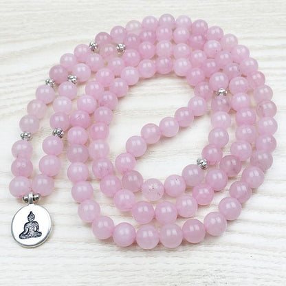 Natural Rose Quartz Buddha Mala