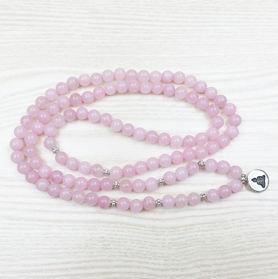Natural Rose Quartz Buddha Mala