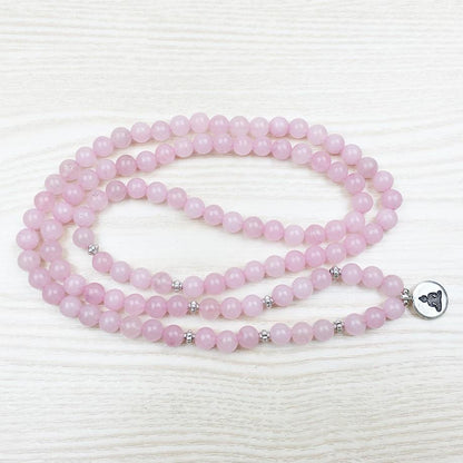 Natural Rose Quartz Buddha Mala