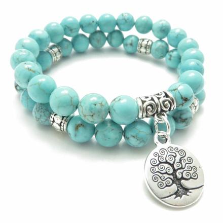 Turquoise Magnesite Tree of Life Bracelets