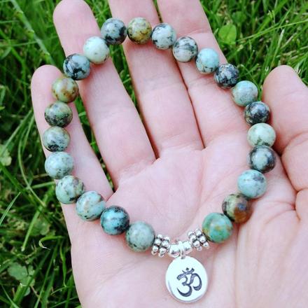 Natural African Turquoise Om Bracelet