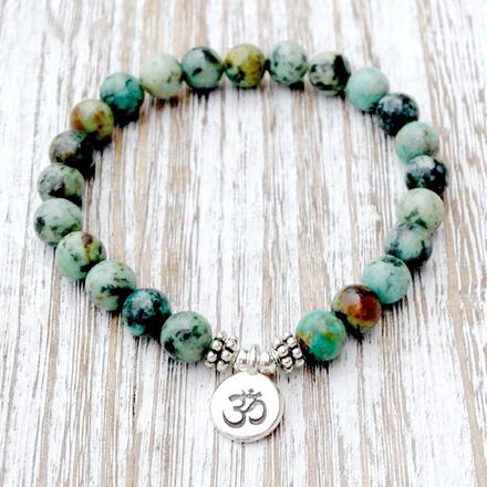 Natural African Turquoise Om Bracelet