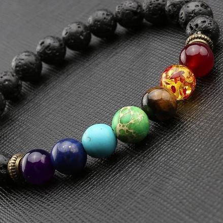 Natural Lava Stone 7 Chakra Bracelet