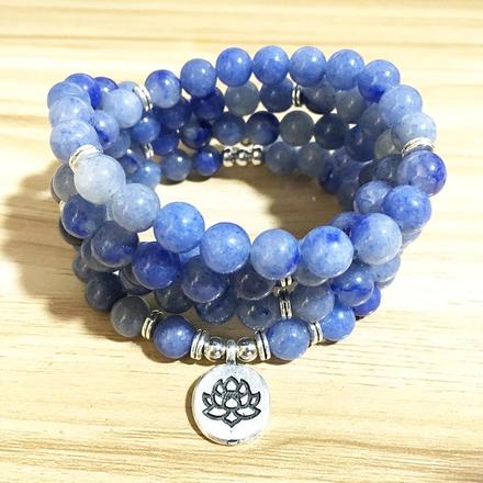 Natural Blue Aventurine Lotus Mala