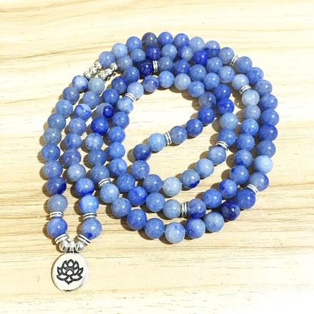 Natural Blue Aventurine Lotus Mala