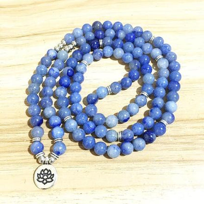 Natural Blue Aventurine Lotus Mala