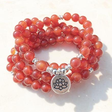 Natural Carnelian Lotus Mala