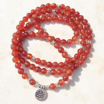 Natural Carnelian Lotus Mala
