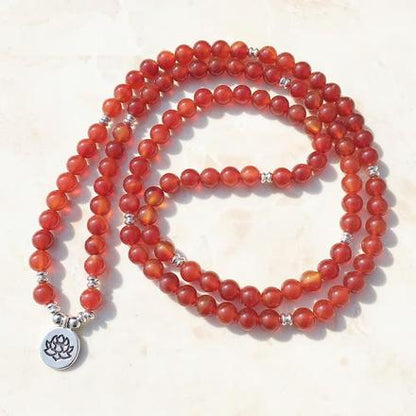 Natural Carnelian Lotus Mala