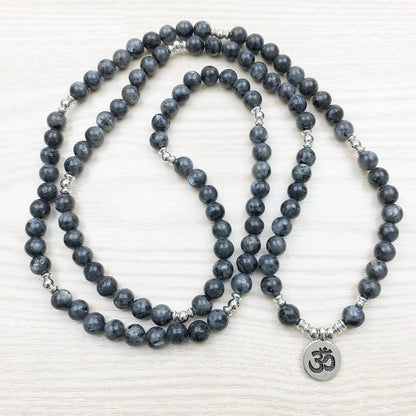 Natural Labradorite Om Mala