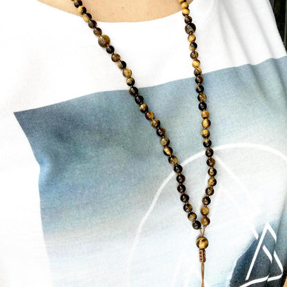 Natural Tiger Eye Knotted Mala